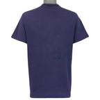 Denver Nuggets basketball and hoop graphic on a faded purple T-shirt back view