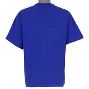 Tampa Bay Lightning logo graphic on a blue T-shirt back view