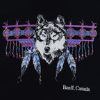 Diamond Dust black Banff Canada wolf graphic T-shirt graphic detail