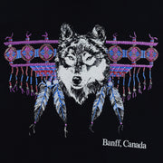 Diamond Dust black Banff Canada wolf graphic T-shirt graphic detail