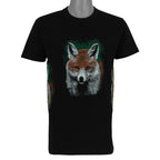 Black fox all-over print T-shirt front view
