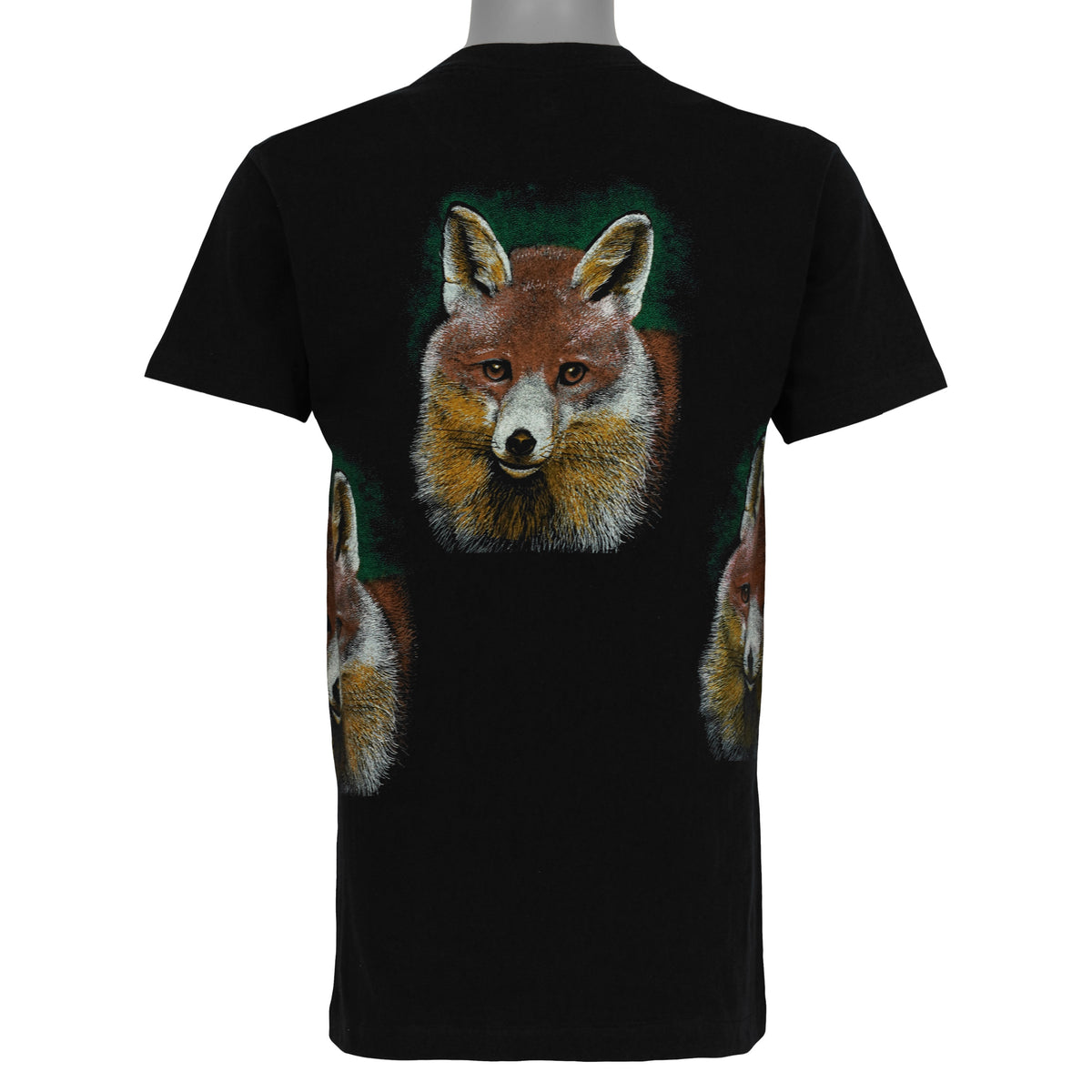 Black fox all-over print T-shirt back view