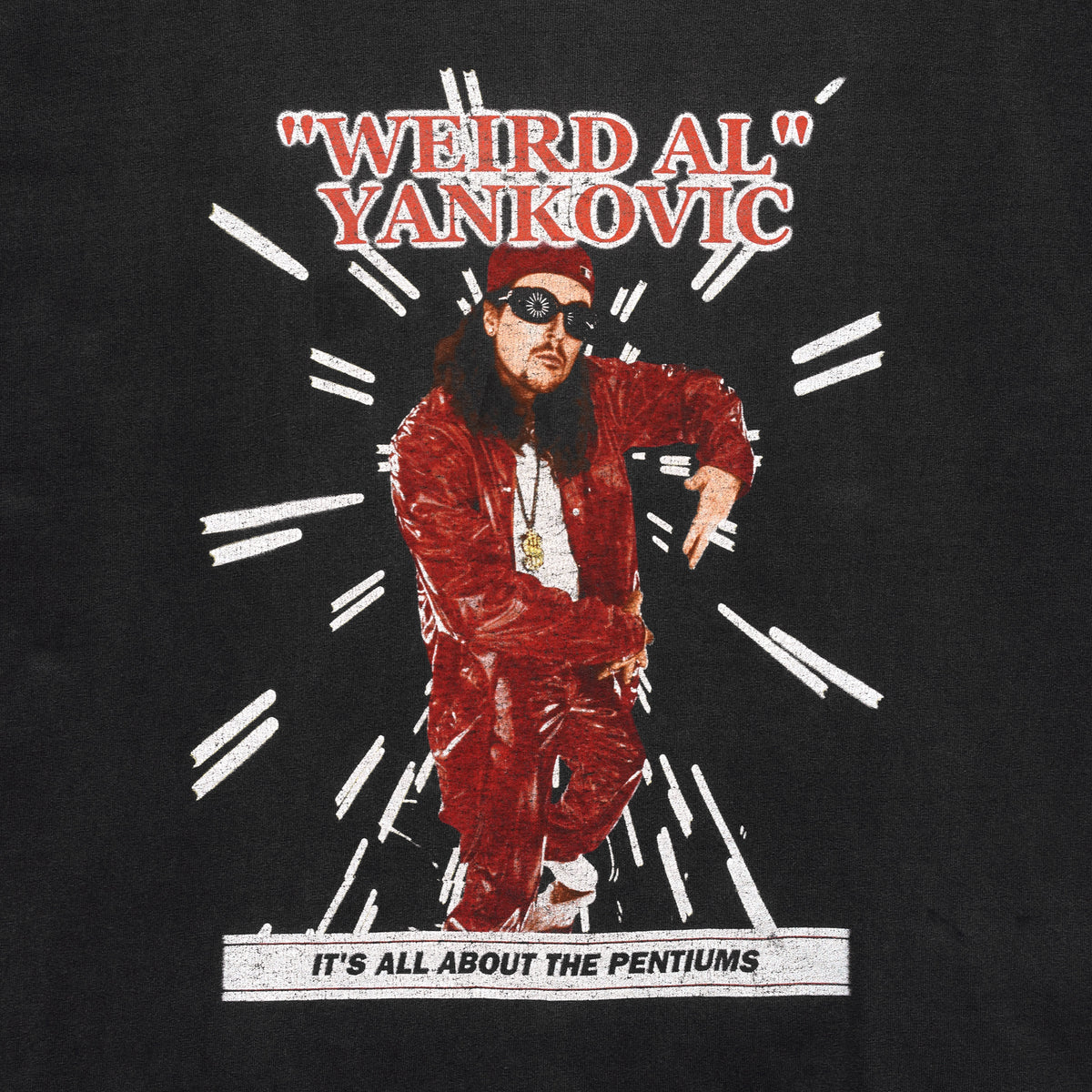 Weird Al Yankovic black Pentiums graphic T-shirt graphic detail