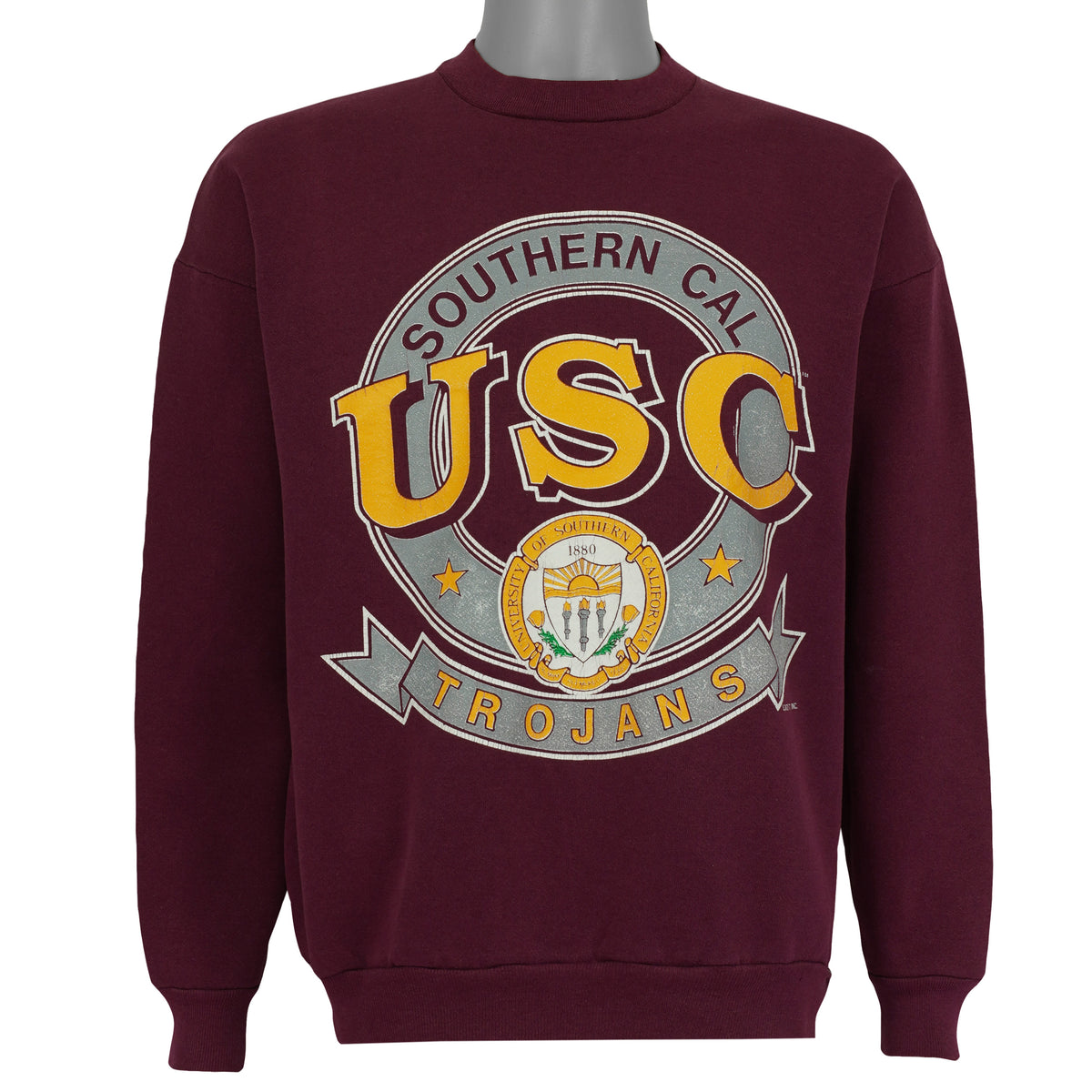 Logo 7 USC Trojans burgundy seal sweatshirt front view