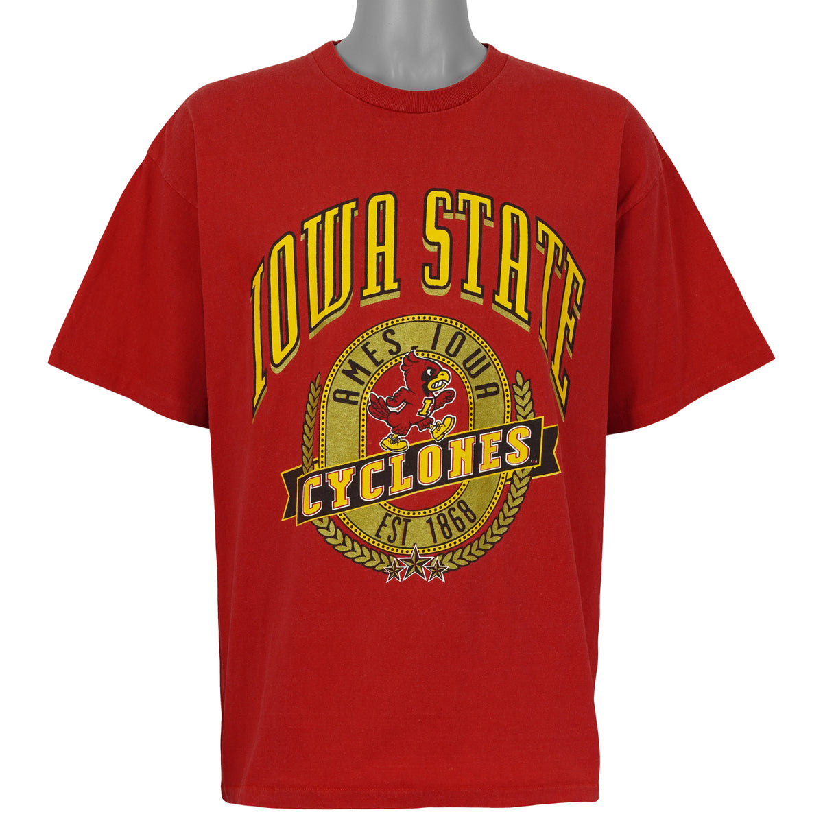 Nutmeg Iowa State Cyclones red seal T-shirt front view
