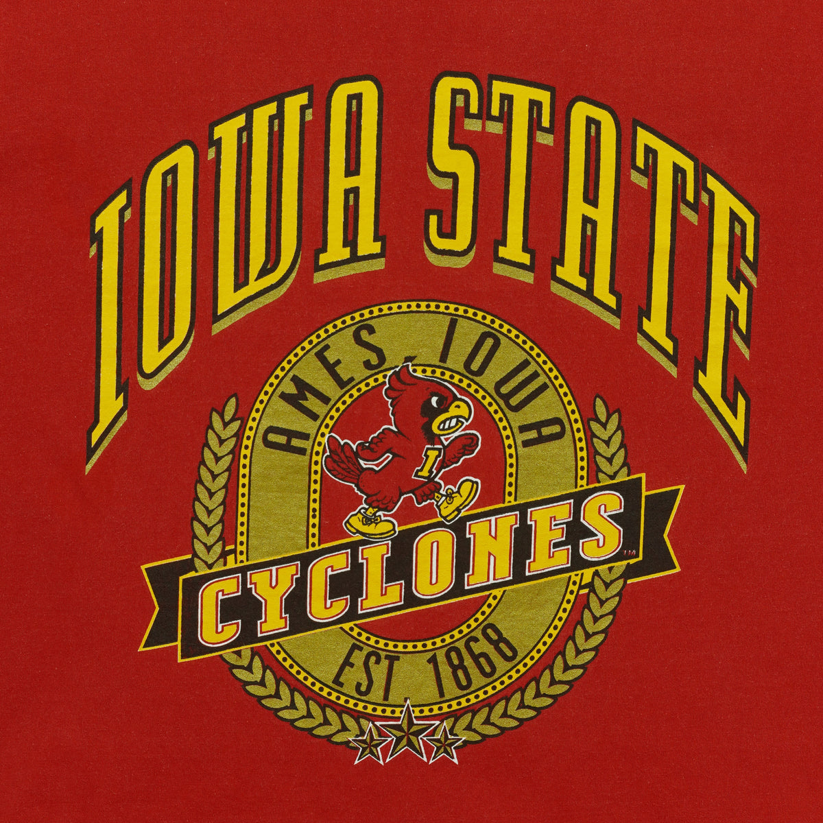 Nutmeg Iowa State Cyclones red seal T-shirt graphic detail
