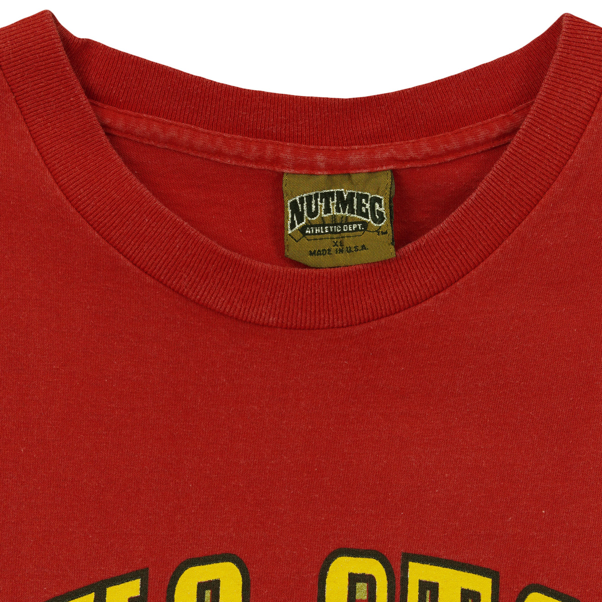 Nutmeg Iowa State Cyclones red seal T-shirt brand and size tag