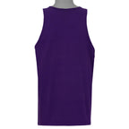 Back view of the 1995 Colorado Rockies tank top, showing the plain purple back with the garment silhouette and seams visible