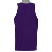 Back view of the 1995 Colorado Rockies tank top, showing the plain purple back with the garment silhouette and seams visible