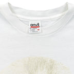 Close-up of the Anvil neck label showing size M inside the white 1998 T-shirt.