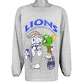 Front view of the gray 1993 Detroit Lions t-shirt showing Detroit Lions Bugs Bunny and Marvin the Martian graphic