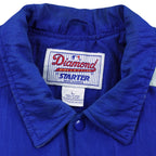 Close-up of the Starter Diamond Collection label inside the blue Dodgers jacket