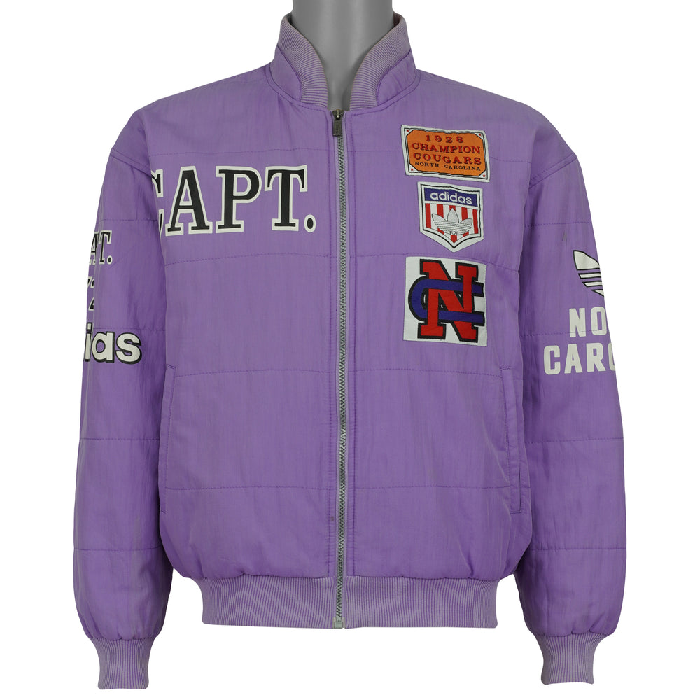 Purple Adidas Champion Cougars embroidered jacket front showing the complete garment and main artwork from the 1990s