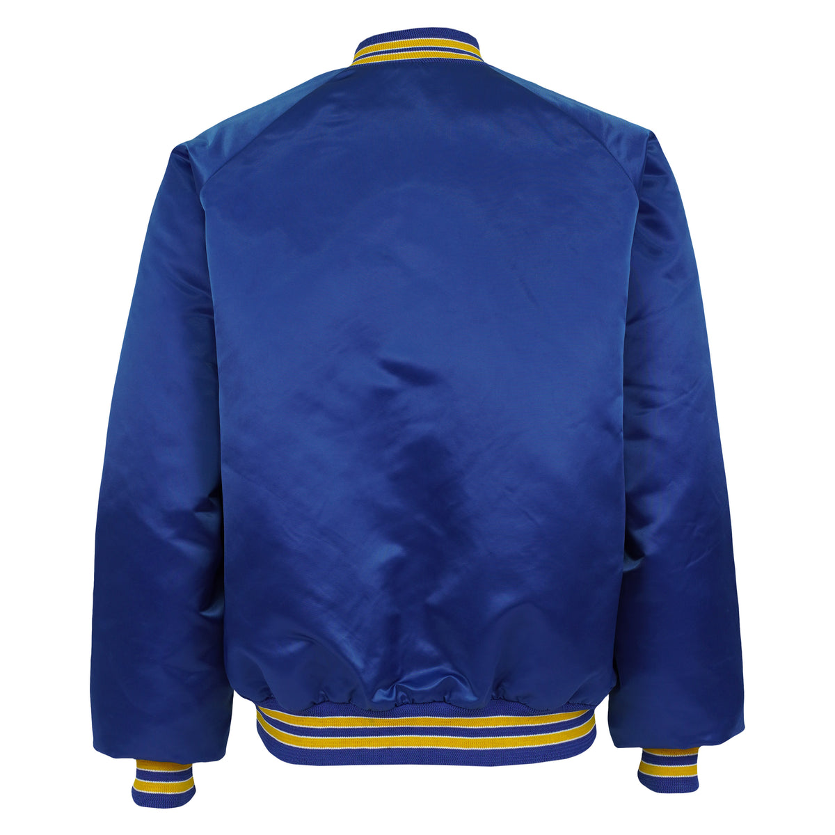 Back of the blue St. Louis Blues satin jacket showing the complete garment