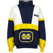 Navy Michigan Wolverines colorblock jacket front with collar zipped