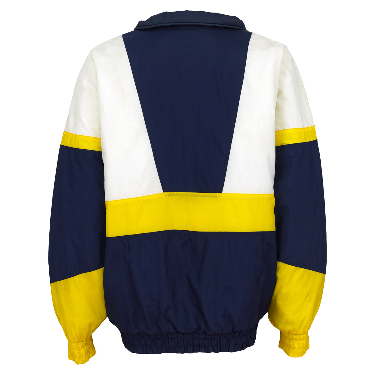 Complete back view of the Michigan Wolverines colorblock jacket