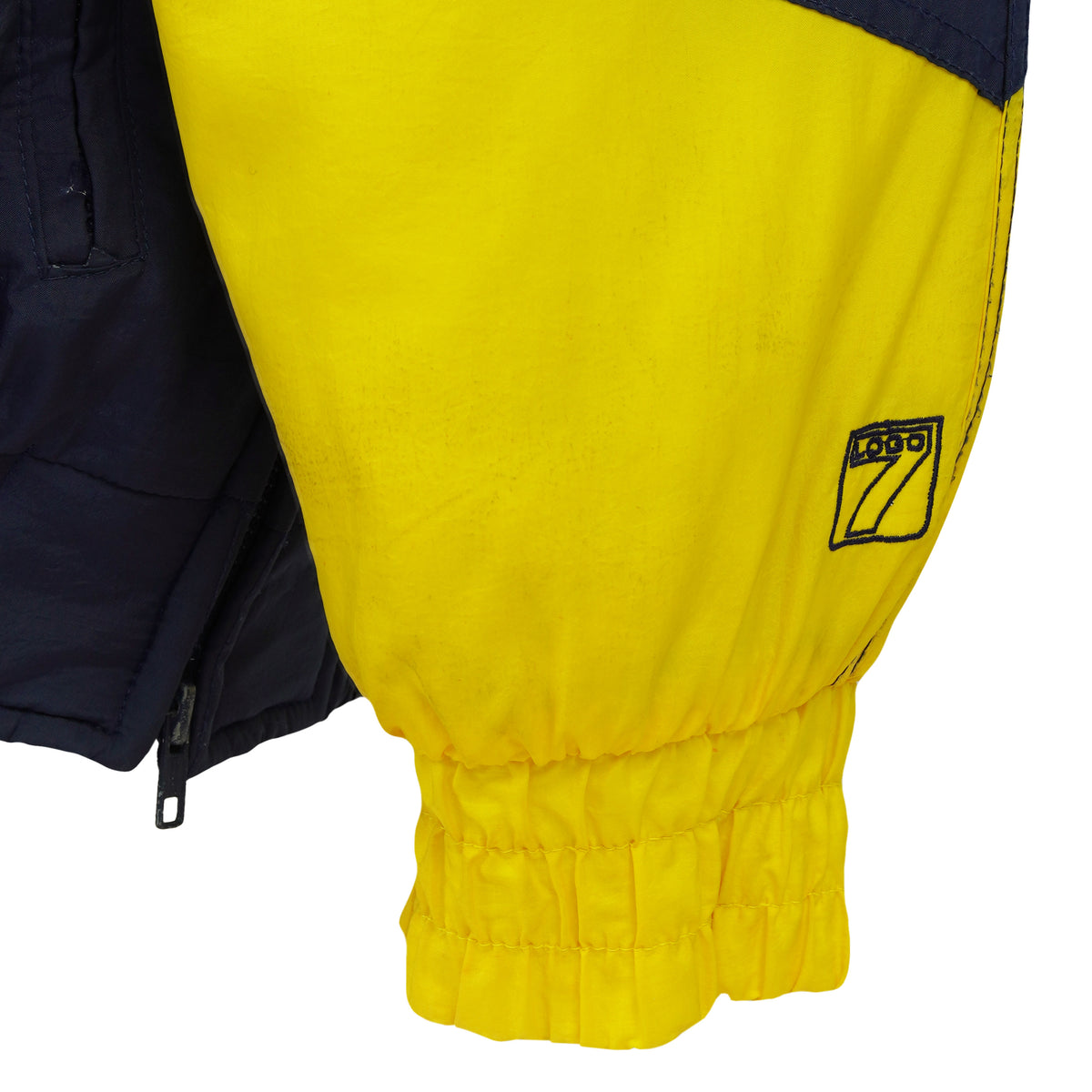 Michigan Wolverines colorblock jacket sleeve close-up