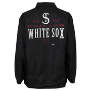 Back of the black 1990s MLB Chicago White Sox Starter World Series coach jacket showing the complete garment