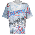 White Atlanta Braves all-over print MLB T-shirt front showing the complete garment and main artwork, dated 1991