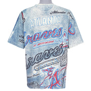 Back of the white Atlanta Braves all-over print T-shirt showing the complete garment
