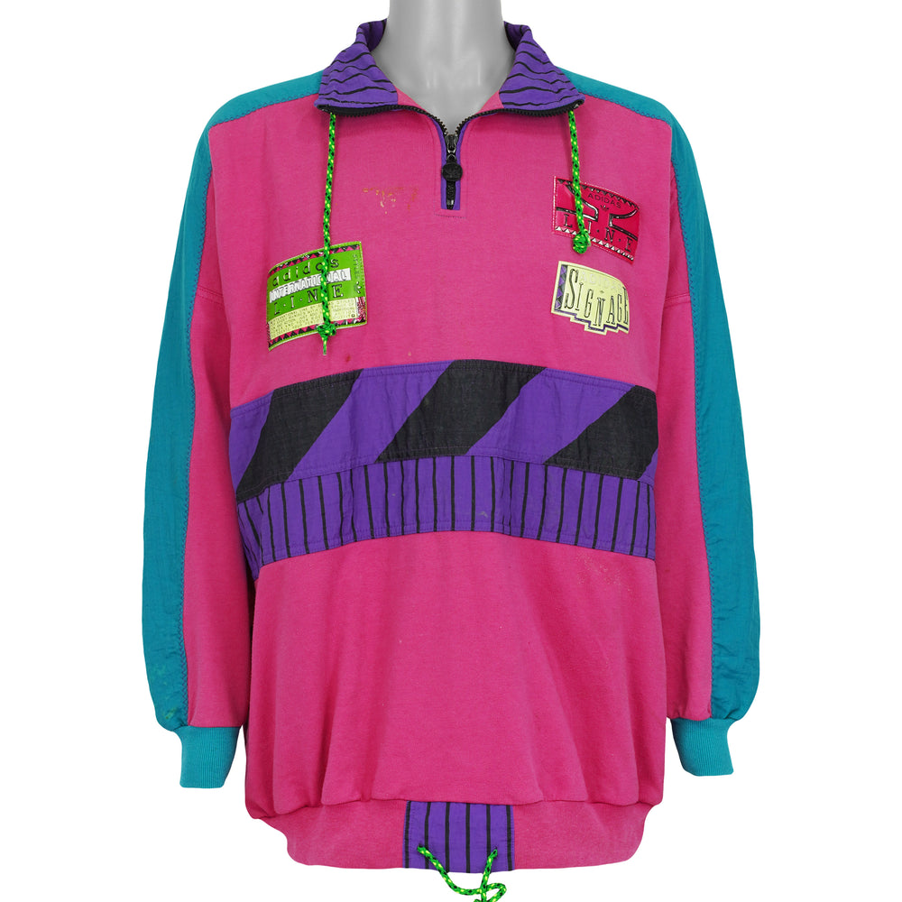 Adidas abstract colorblock pullover jacket front collar open from the 1990s