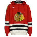 Red Chicago Blackhawks Starter hooded jacket front with zipper closed
