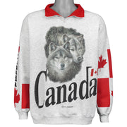 Banff Canada wolves quarter-zip sweatshirt front collar open from the 1990s