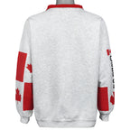 Back of the gray Banff Canada wolves quarter-zip sweatshirt showing the complete garment
