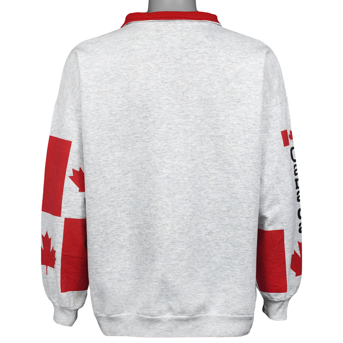 Back of the gray Banff Canada wolves quarter-zip sweatshirt showing the complete garment