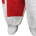 Banff Canada wolves quarter-zip sweatshirt sleeve stain close-up