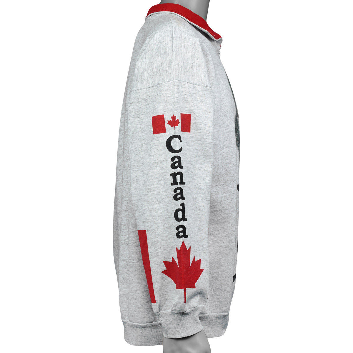 Banff Canada wolves quarter-zip sweatshirt sleeve graphics side view