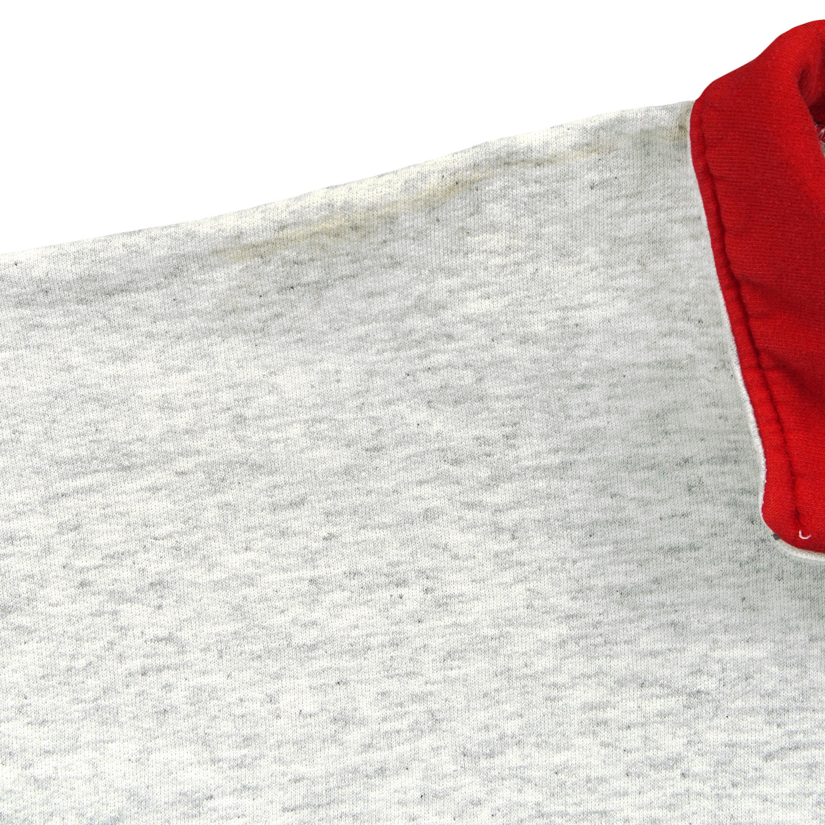 Banff Canada wolves quarter-zip sweatshirt shoulder stain close-up