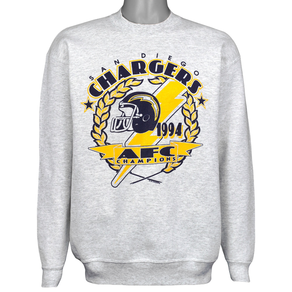 Gray San Diego Chargers AFC champions NFL sweatshirt front by Oneita, dated 1994