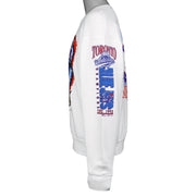 Side view showing Toronto World Series graphics printed down the sleeve