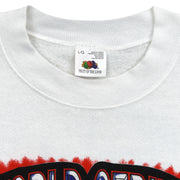 Fruit of the Loom large tag inside the white Blue Jays sweatshirt