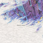 Close view of the colorful skyline artwork and 1989 copyright line
