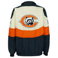 Back view of the navy and cream Chicago Bears colorblock jacket.