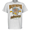 Heather gray Washington On the Warpath football NFL T-shirt front from the 1990s