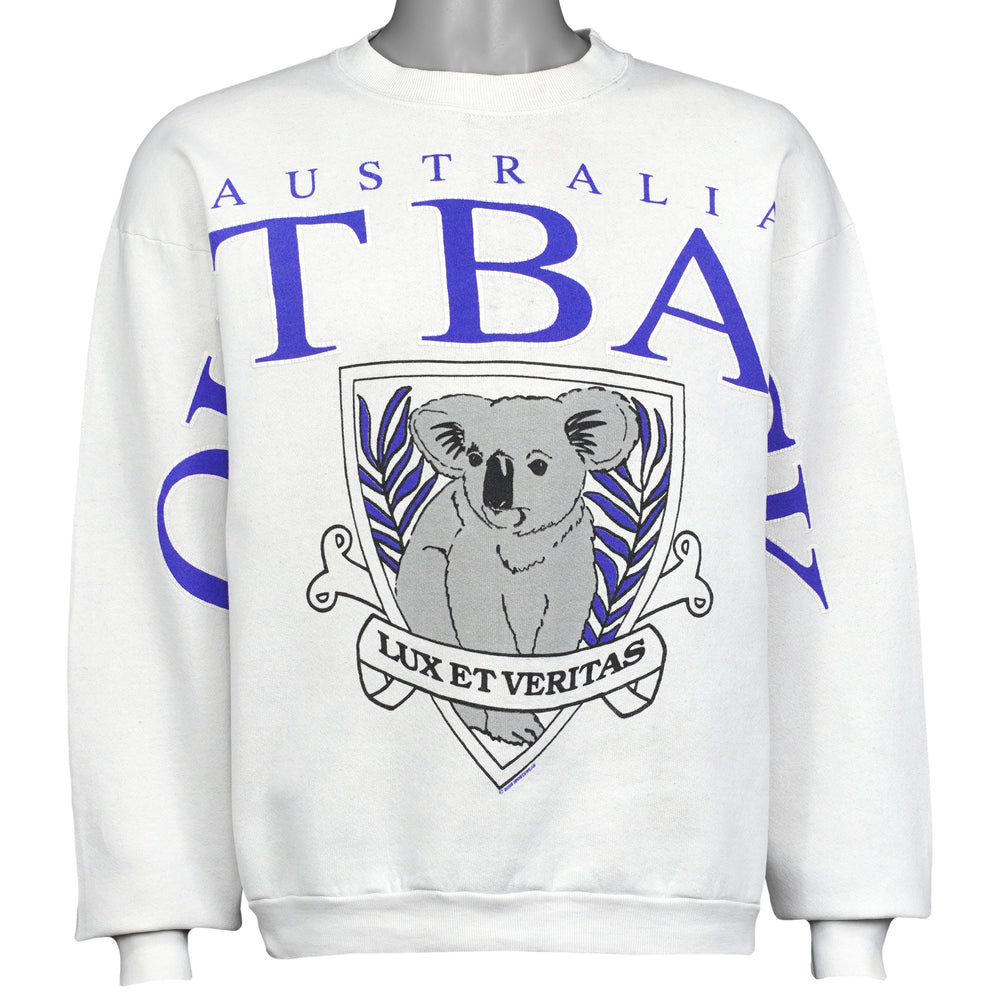White Australia Outback sweatshirt front with large koala crest graphic from the 1990s