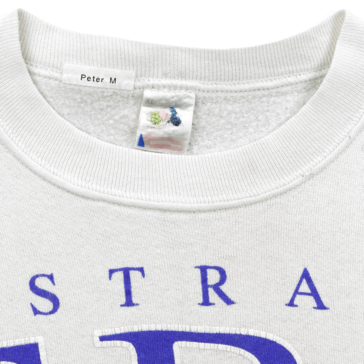 Peter M X-Large neck label inside the Australia Outback sweatshirt