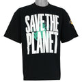 Black T-shirt front with large Hard Rock Cafe Save the Planet graphic from the 1990s