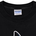 Close-up of the worn Gildan Heavyweight XL collar label and neckline