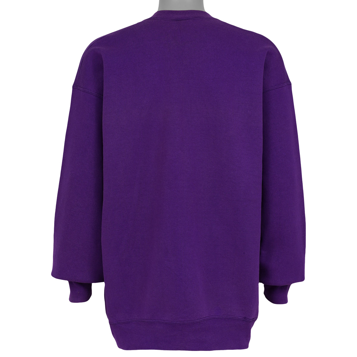 Plain purple back of the Baltimore Ravens crew-neck sweatshirt