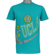Turquoise UCLA Bruins NCAA T-shirt front with oversized wraparound graphics by Hanes from the 1990s