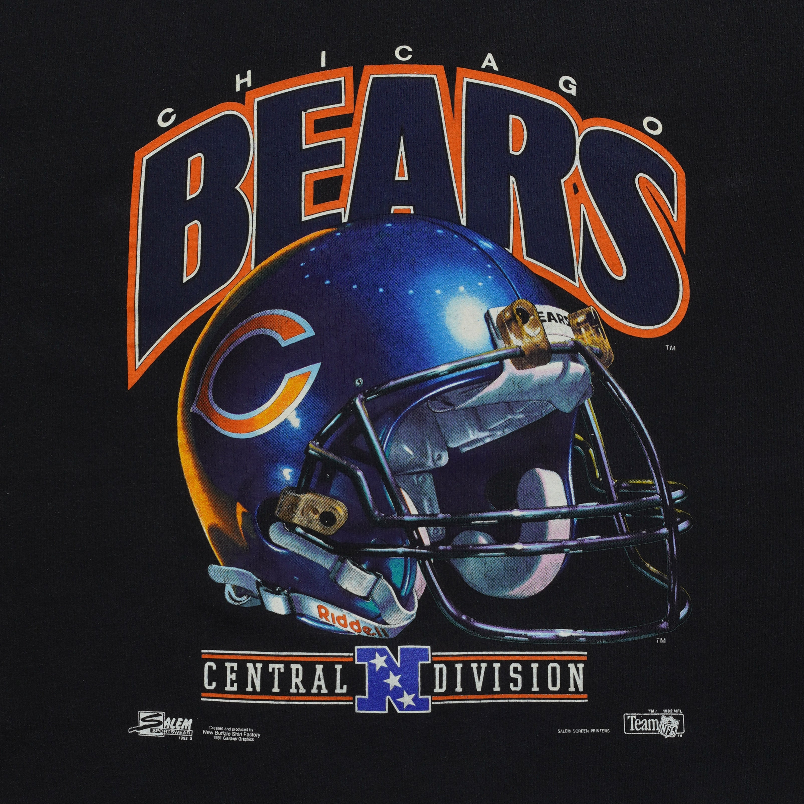 Close-up of the Chicago Bears helmet and Central Division artwork