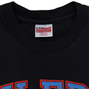 Hanes Heavyweight Large label inside the black Oilers T-shirt