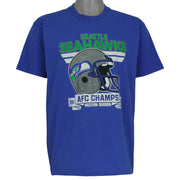 Blue Seattle Seahawks NFL T-shirt front with 1988 AFC Western Division Champions helmet graphic by Screen Stars