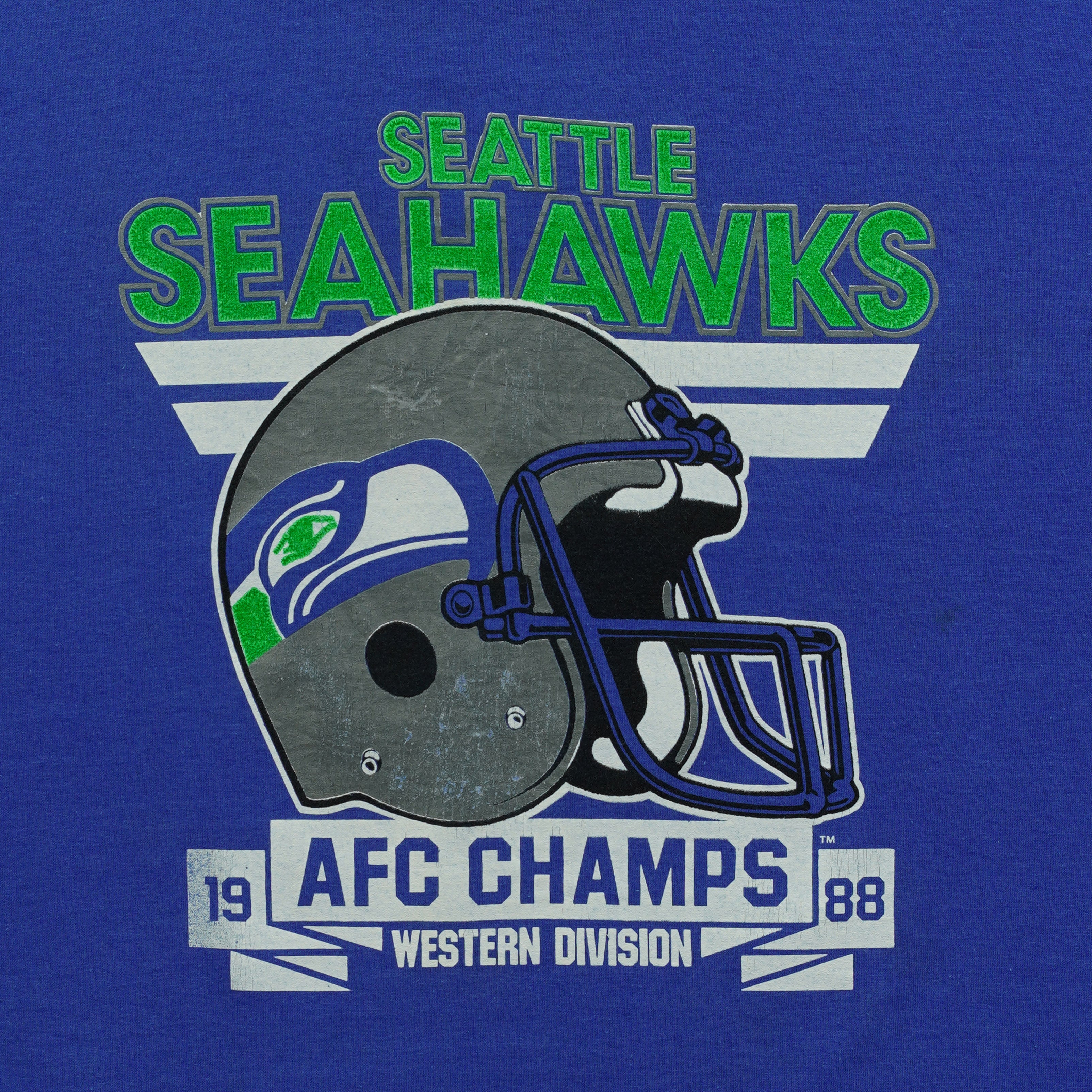 Close-up of the faded Seahawks AFC Western Division champions artwork