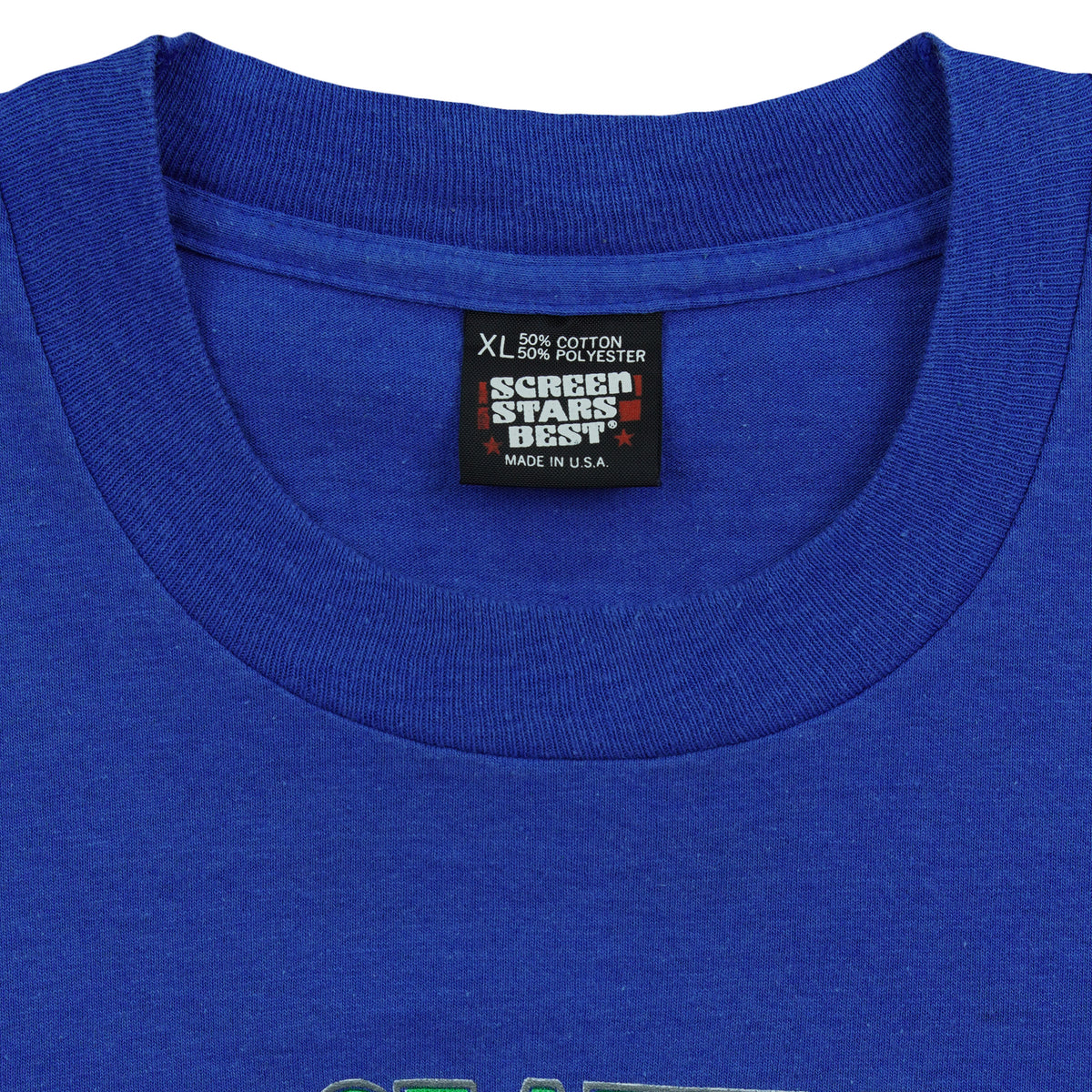 Screen Stars Best X-Large label inside the blue Seahawks T-shirt