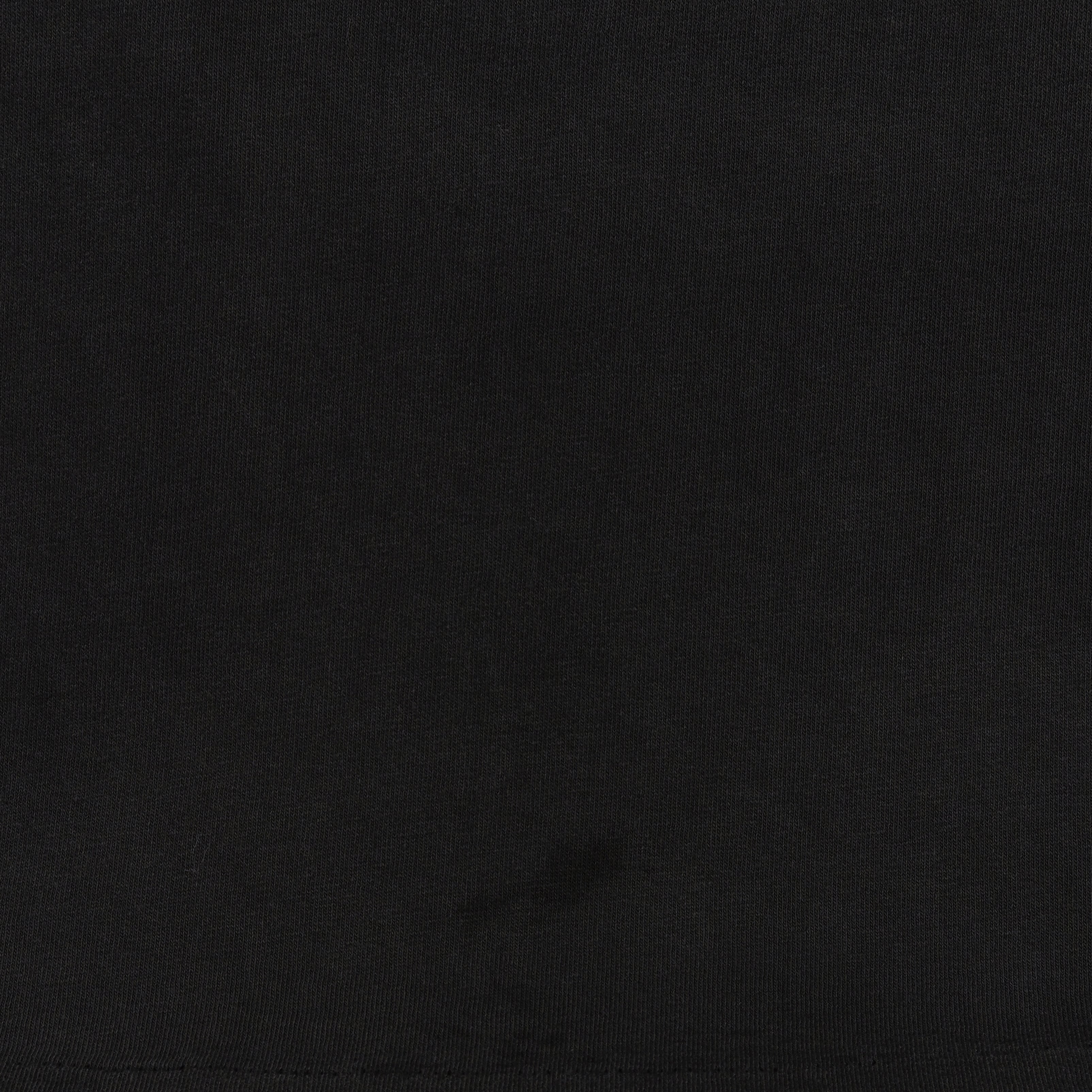 Close view of minor marks on the lower front of the black shirt
